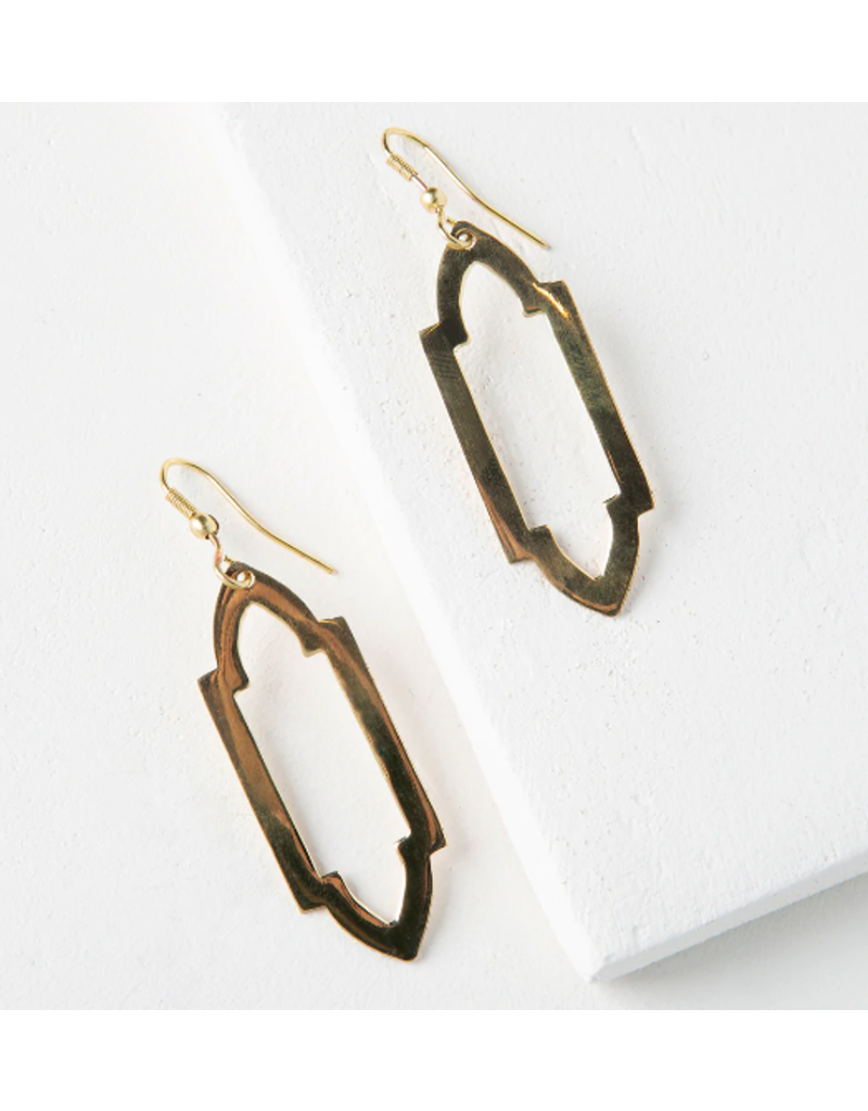 India Ashram Drop Earrings w Slim Window