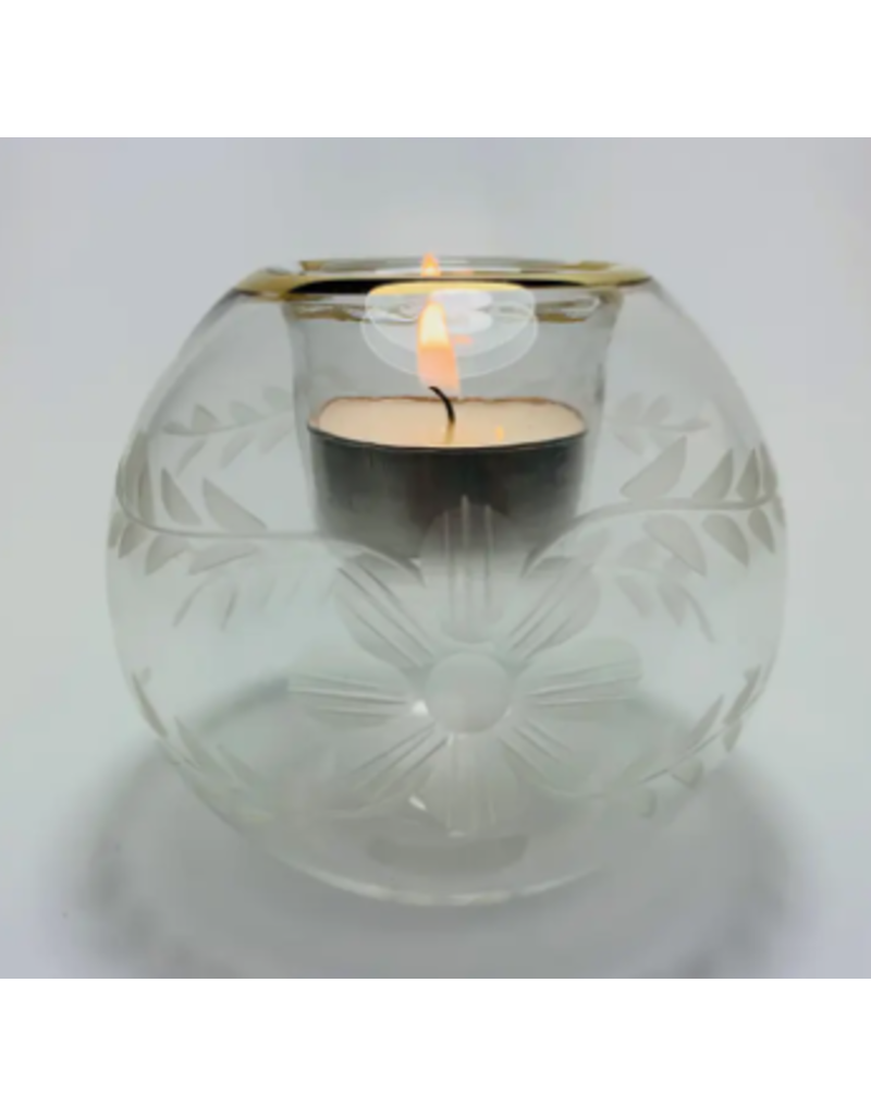 Egypt Blown Glass Candle Holder - Flowers