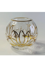 Egypt Blown Glass Candle Holder - Gold Lotus