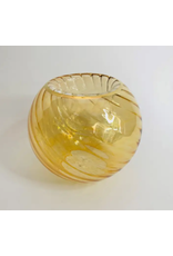 Egypt Blown Glass Candle Holder - Wavy Amber