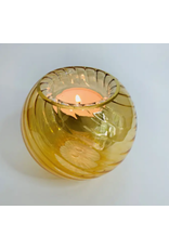 Egypt Blown Glass Candle Holder - Wavy Amber