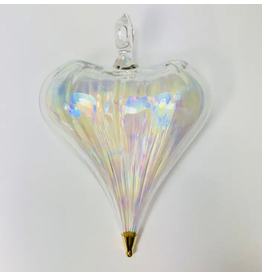 Egypt Blown Glass Heart Ornament Clear 3.5"x2.8"