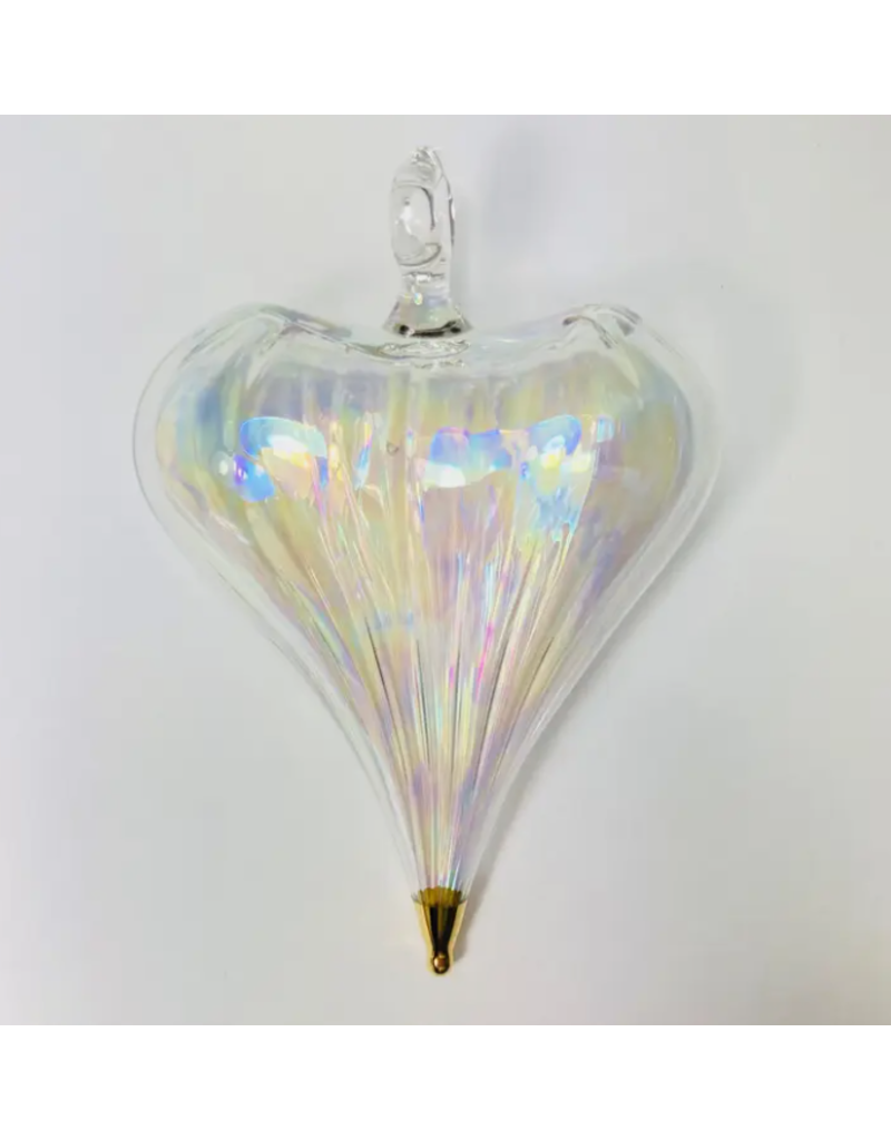 Egypt Blown Glass Heart Ornament Clear 3.5"x2.8"