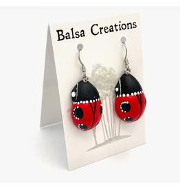 Peru Ladybug Balsa Earrings