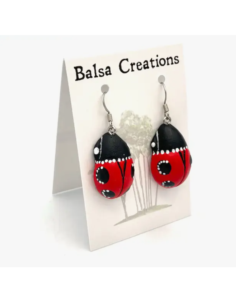 Peru Ladybug Balsa Earrings
