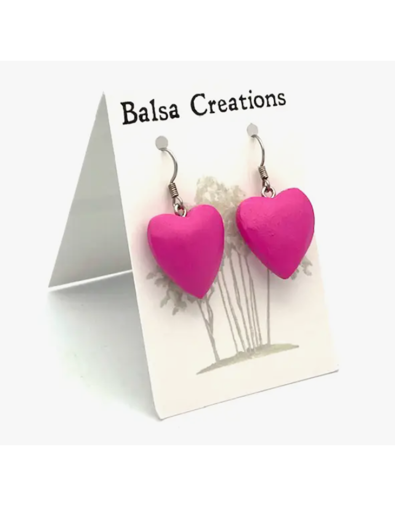 Peru Heart Balsa Earrings