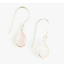 India Raindrop Earrings Rose Quartz