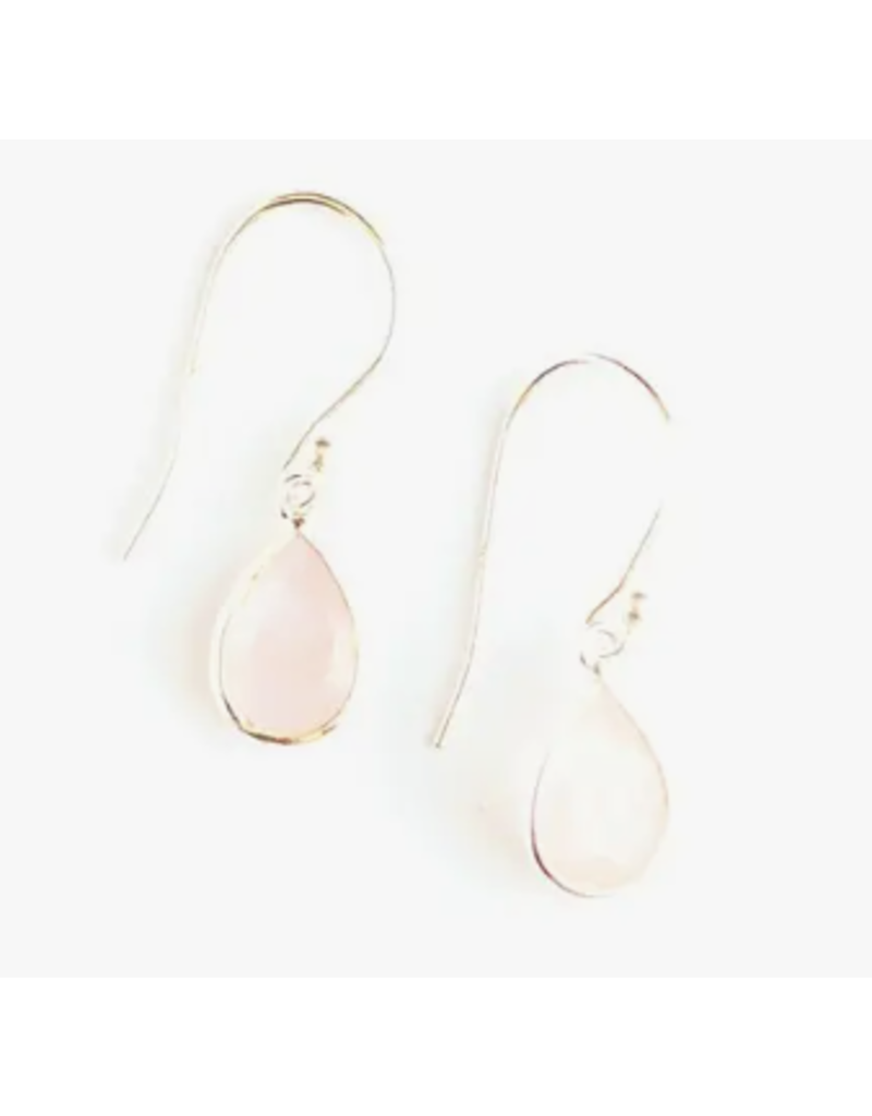 India Raindrop Earrings Rose Quartz