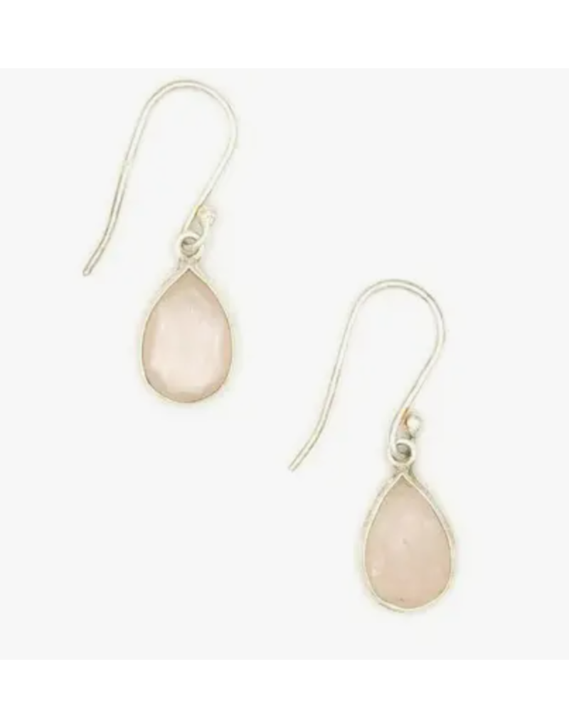 India Raindrop Earrings Rose Quartz