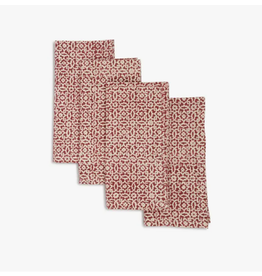 India Napkin Hand Blocked set of 4 CRIMSON VALLEY