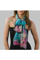 India Cupro Scarf Aloka - Turquoise & Orchid