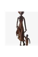 Burkina Faso Bronze Mother and Child Statue