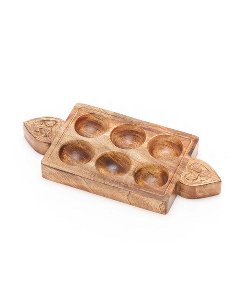 India Handcrafted Mango Wood Egg Tray