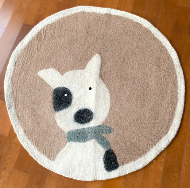 Puppy Felted Wool Rug 120cm Villages Calgary