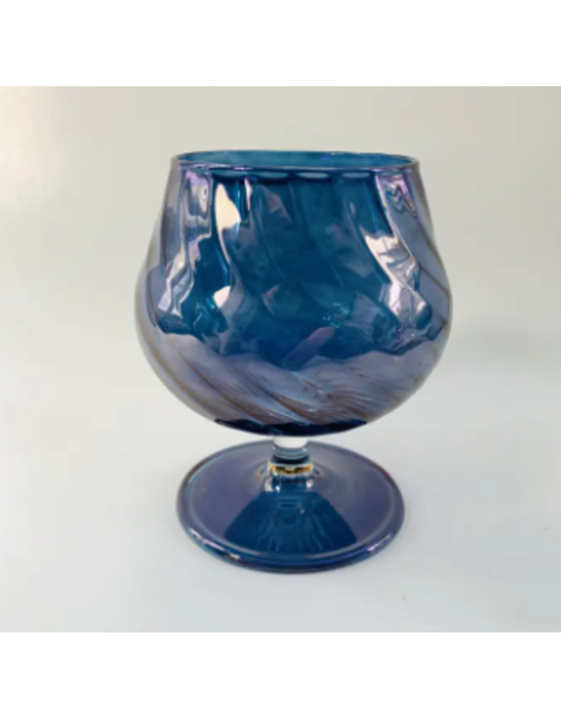 Egypt Blown Cognac Glass Iridescent Blue