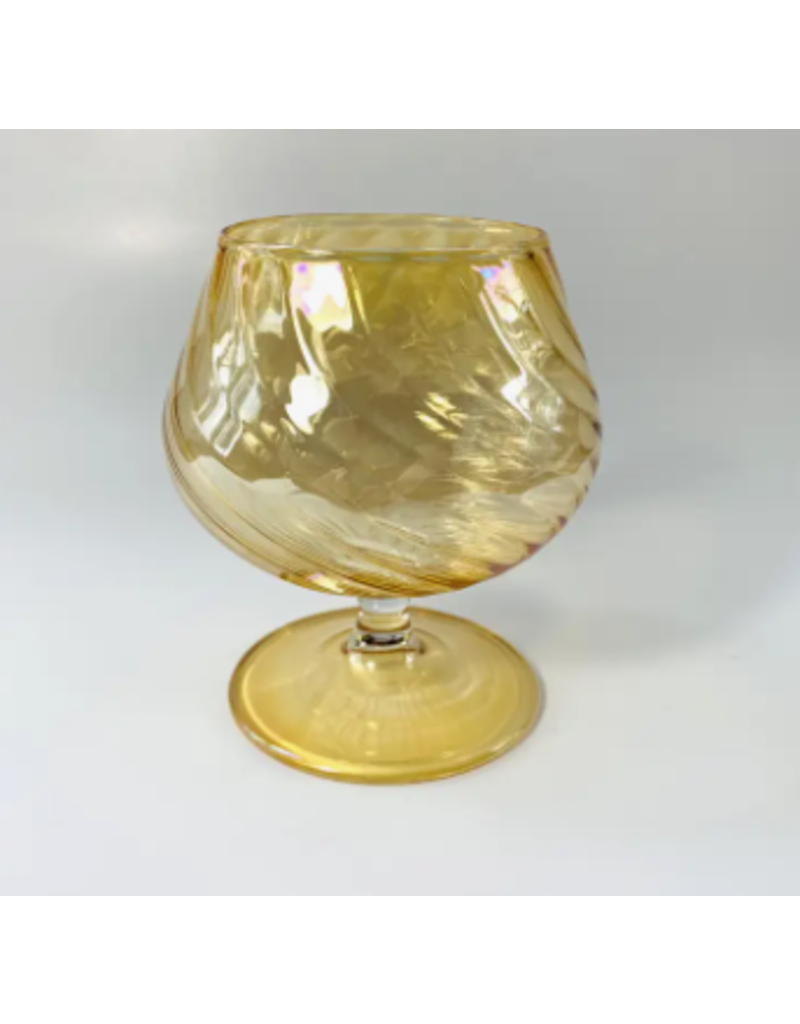 Egypt Blown Cognac Glass Iridescent Amber