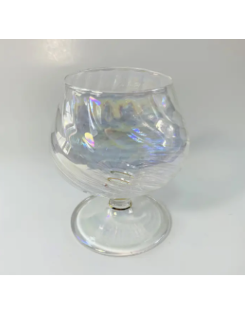 Blown Cognac Glass Iridescent Clear - Villages Calgary