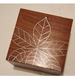 India Leaves Wooden Box 4.5"