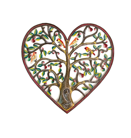 Haiti Heart Tree w Birds Metal Wall Art