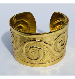 Cambodia Khmer Style Round Bombshell Cuff Bracelet wide