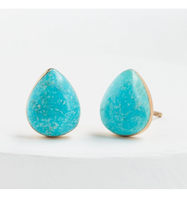 China Teresa Teardrop Turquoise Stud Earrings Gold