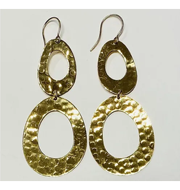 Cambodia Hammered Double Oval Bombshell Earrings