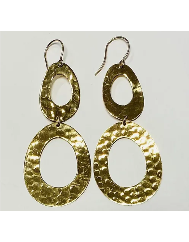 Cambodia Hammered Double Oval Bombshell Earrings