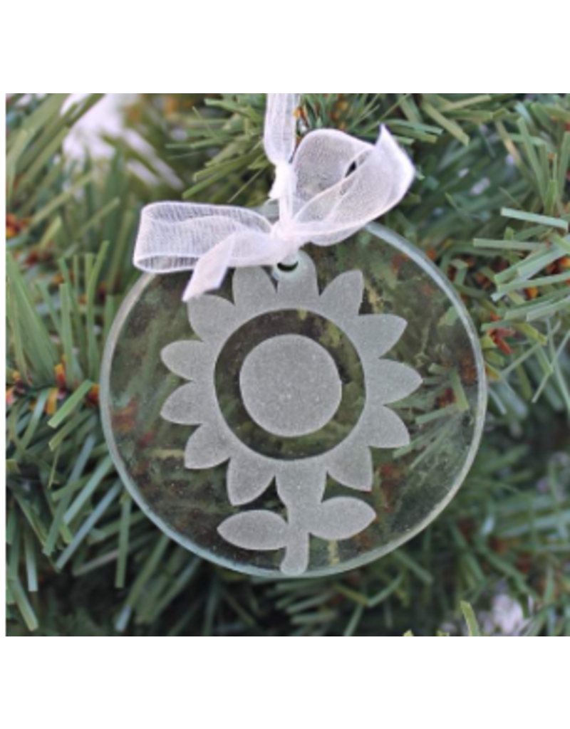 Nepal Peace, Sunflower or Joy assorted Glass Ornament