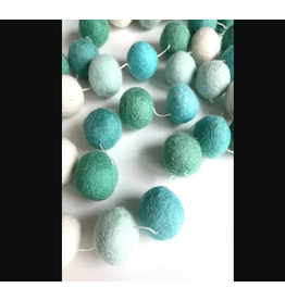 Nepal Felt Ball Garland 10' Turquoise