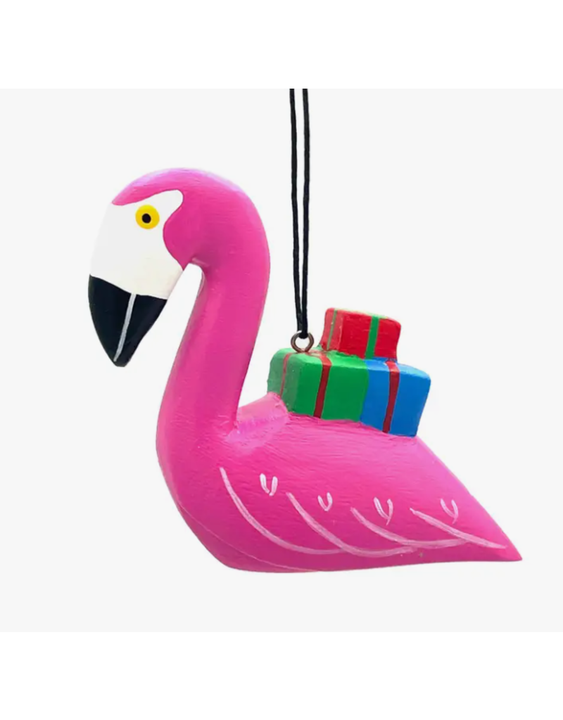 Nicaragua Balsa Holiday Flamingo Ornament
