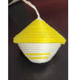 Rwanda Miniature Basket Ornament short Yellow 3"x3"