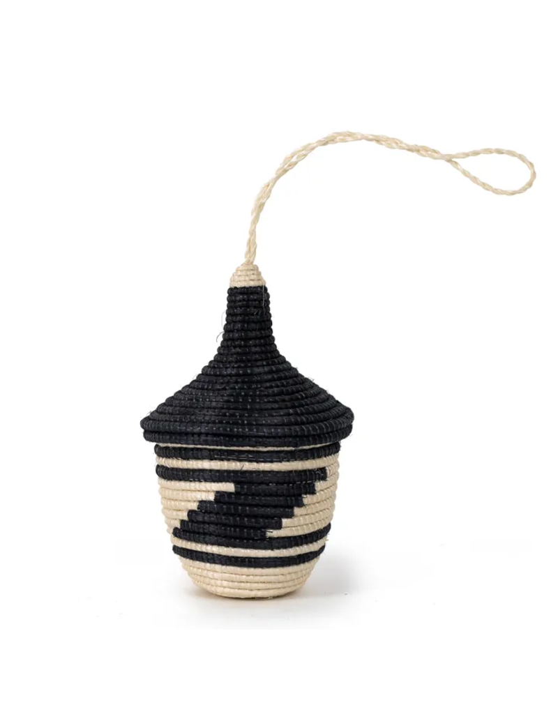 Rwanda Miniature Basket Ornament tall Black 3.5"x2"