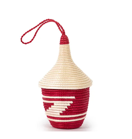 Rwanda Miniature Basket Ornament tall Red 3.5"x2"