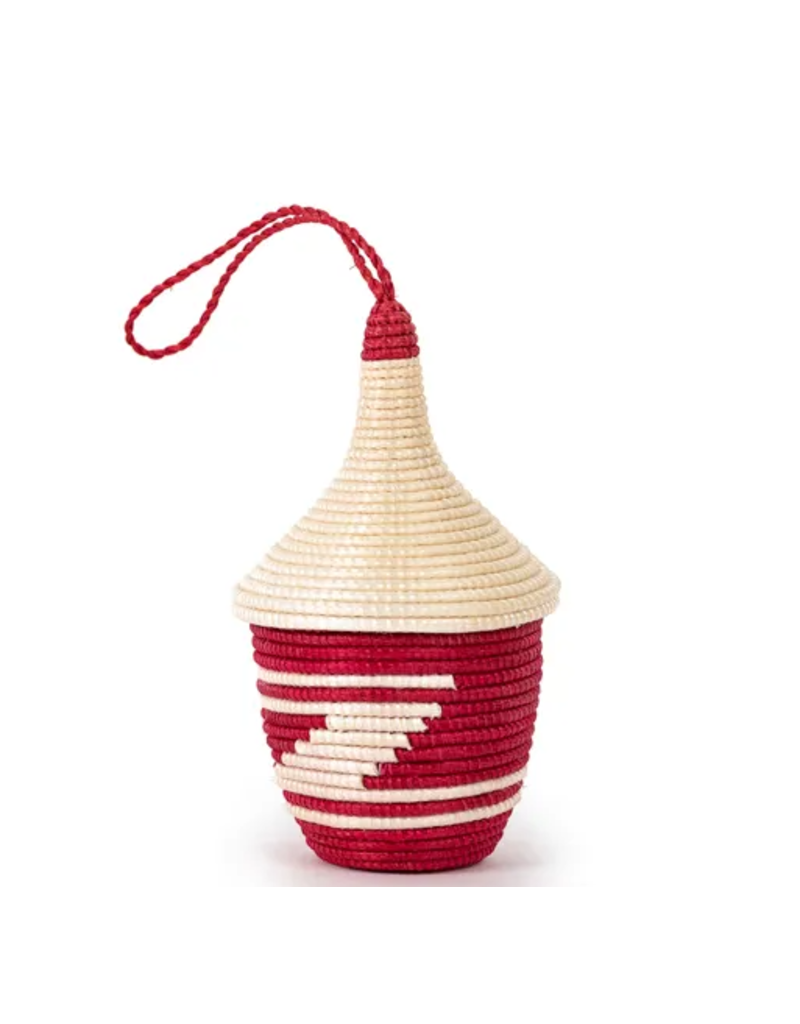 Rwanda Miniature Basket Ornament tall Red 3.5"x2"