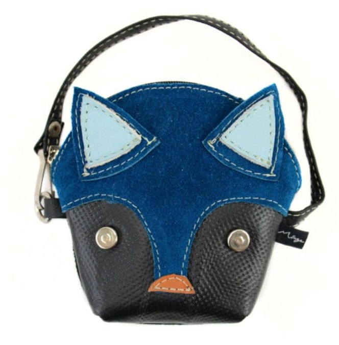 Leather coin purse blue cat - Smaltum