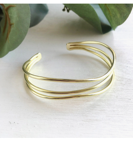 India Layered Waves Cuff - Gold Colour