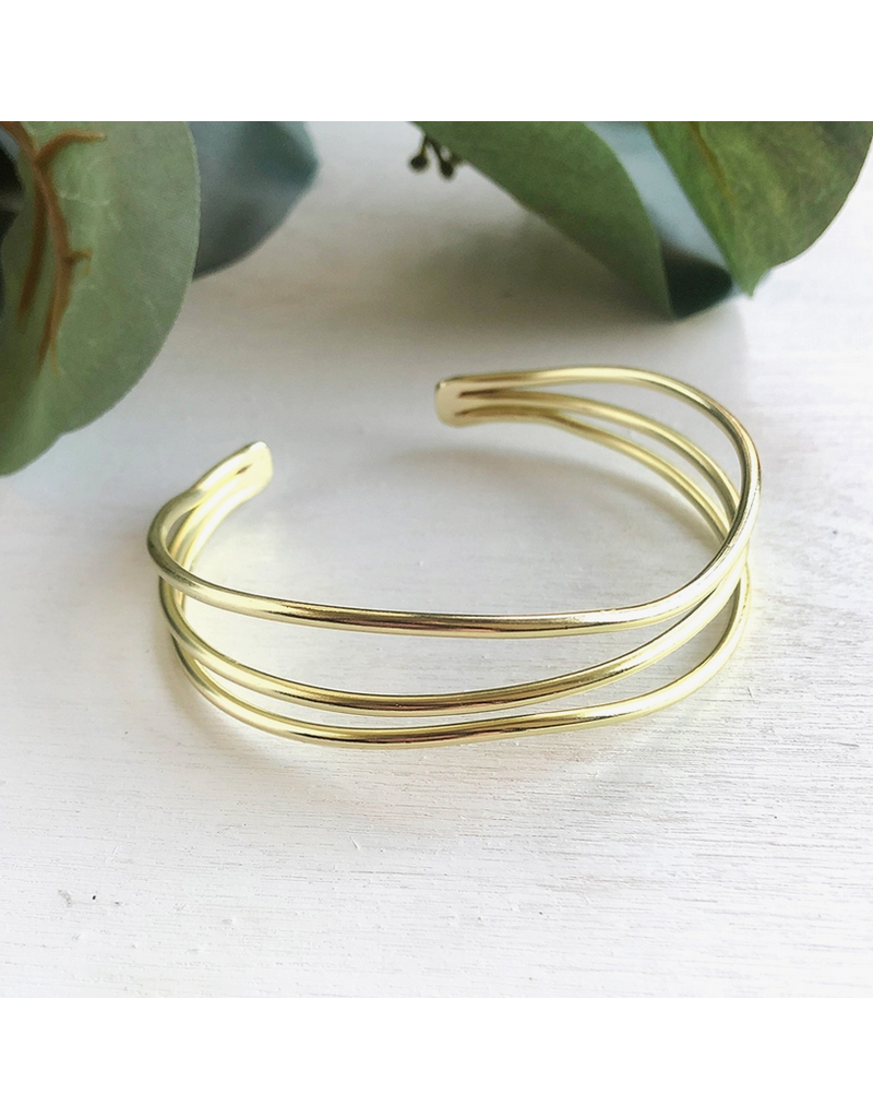 India Layered Waves Cuff - Gold Colour