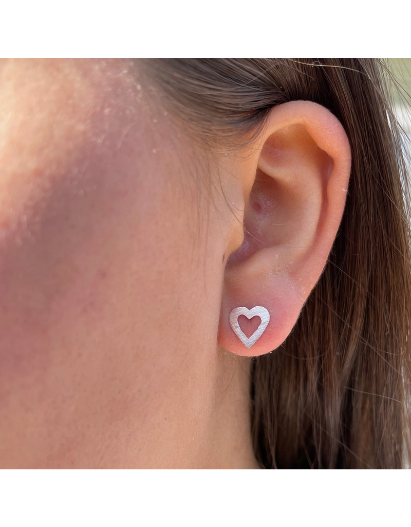 Indonesia Open Heart Sterling Silver Post Earrings