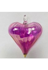 Egypt Blown Glass Heart Ornament Pink 3.5"x2.8"