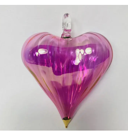 Egypt Blown Glass Heart Ornament Pink 3.5"x2.8"