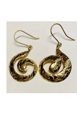 Cambodia Brass Engraved Bombshell Earrings