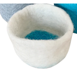 Nepal Felted Blue Nesting Bowl - medium 8cmx6cm