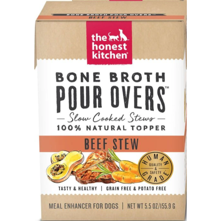 The Honest Kitchen Bone Broth Pour Overs: Beef Stew Wet Dog Food Topper,  5.5 oz., Case of 12