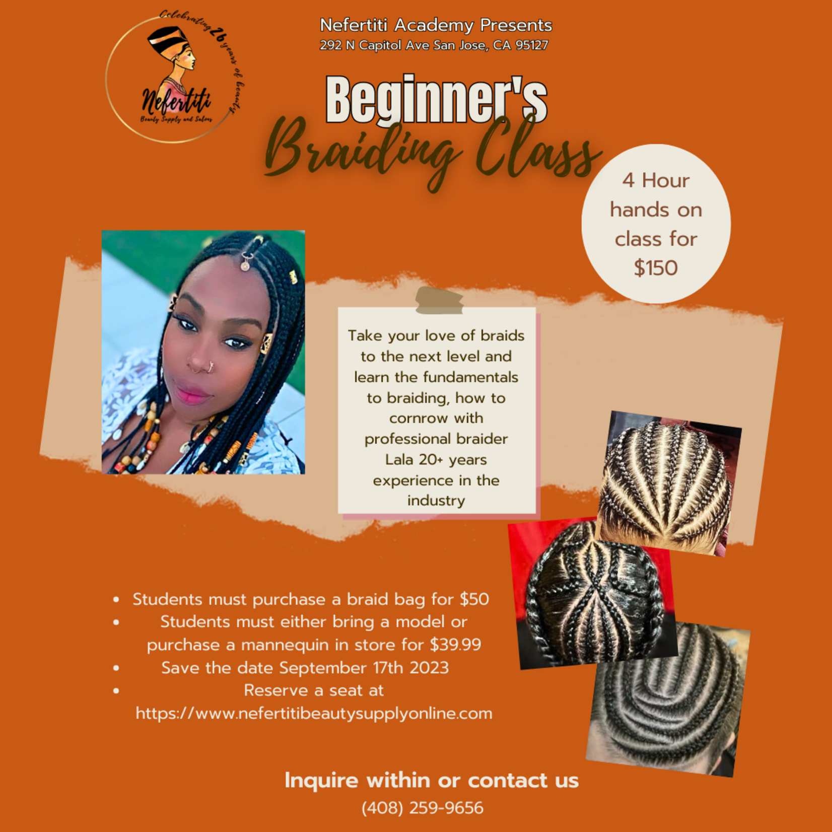 Next Level Salon Nefertiti Academy Presents- Beginner's Braiding Class