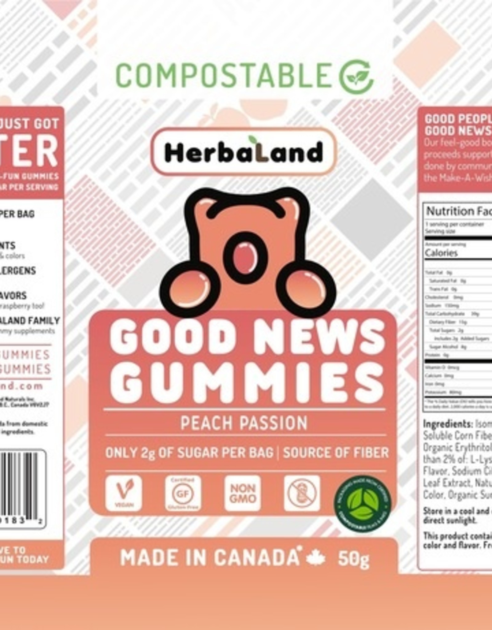 HERBALAND Good News Gummies - Peach Passion (Compostable)