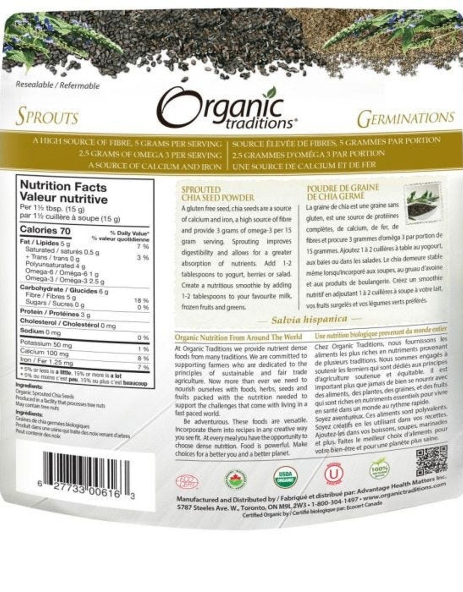 Organic Traditions ORGTRAD-SPROUTED CHIA 227g