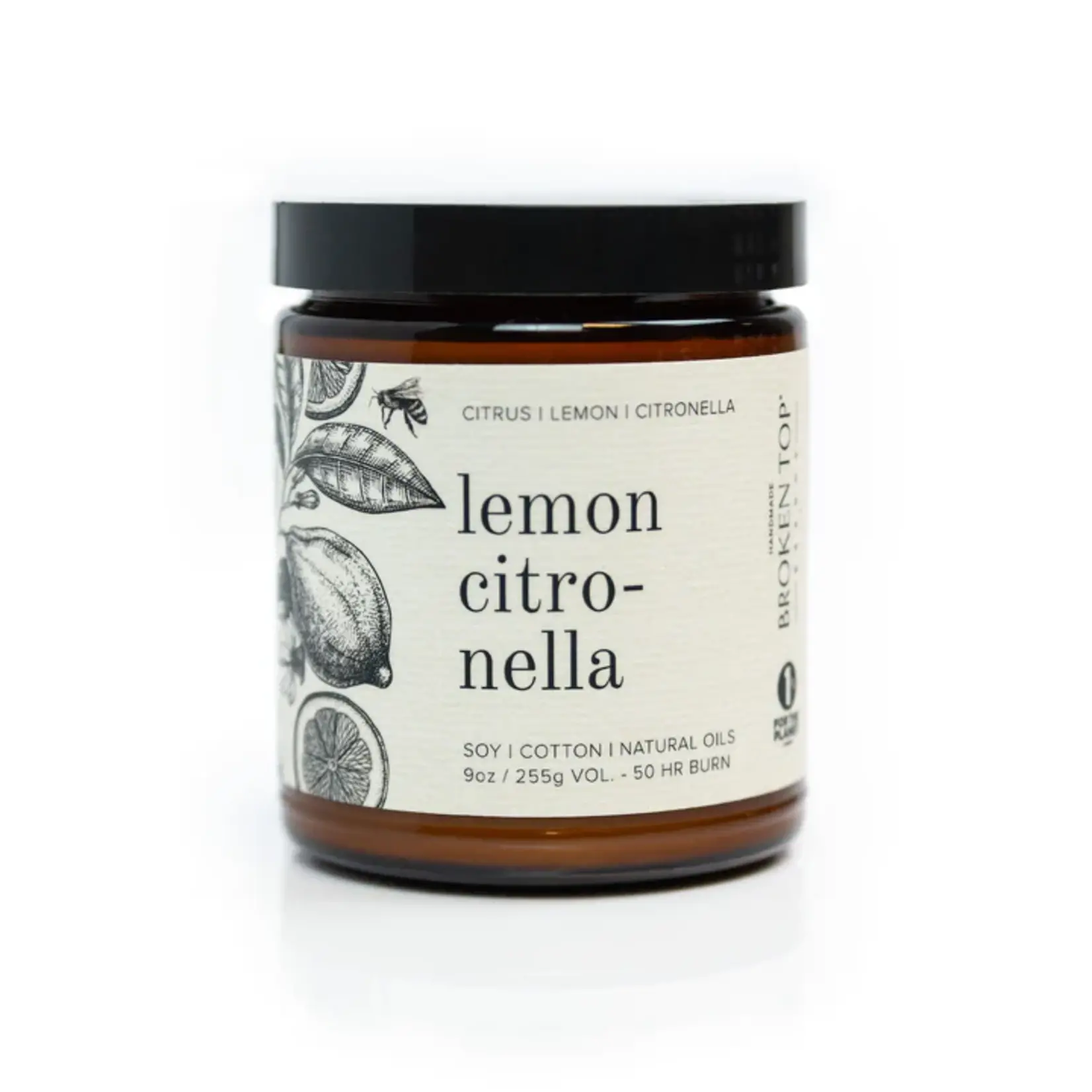 Broken Top Lemon Citronella - 9oz Soy Candle | Incense Cones