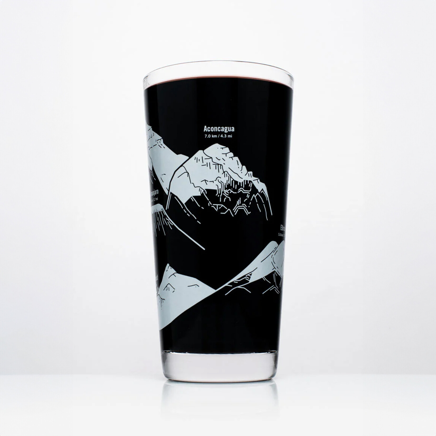 Cognitive Surplus SALE - Beer Glass 12oz - Mountains Peaks of the World