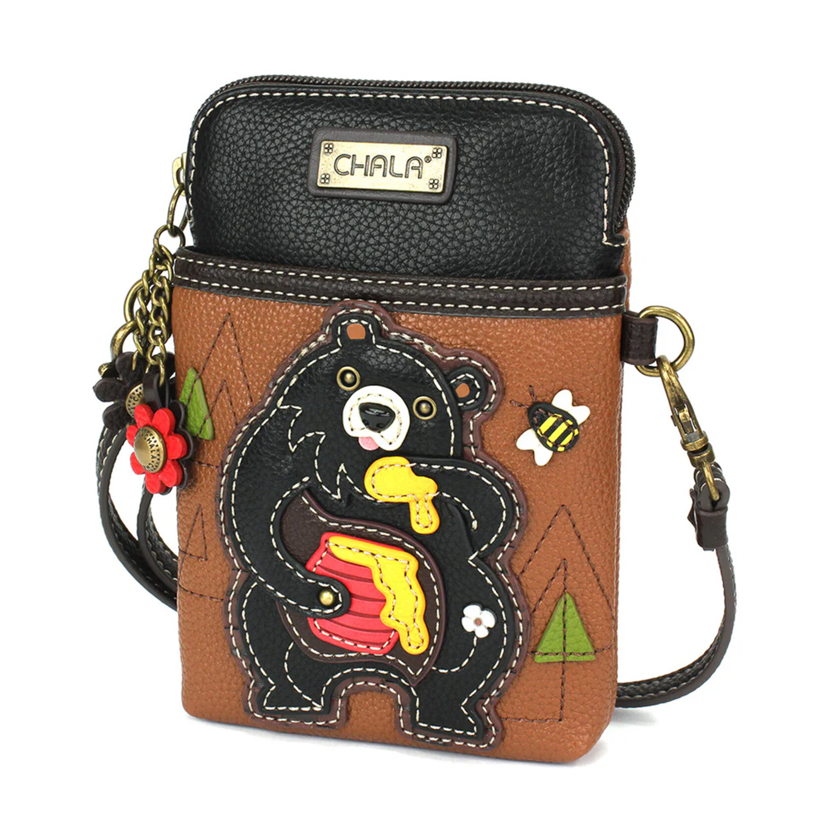 Chala Cellphone Crossbody - Black Bear - Brown