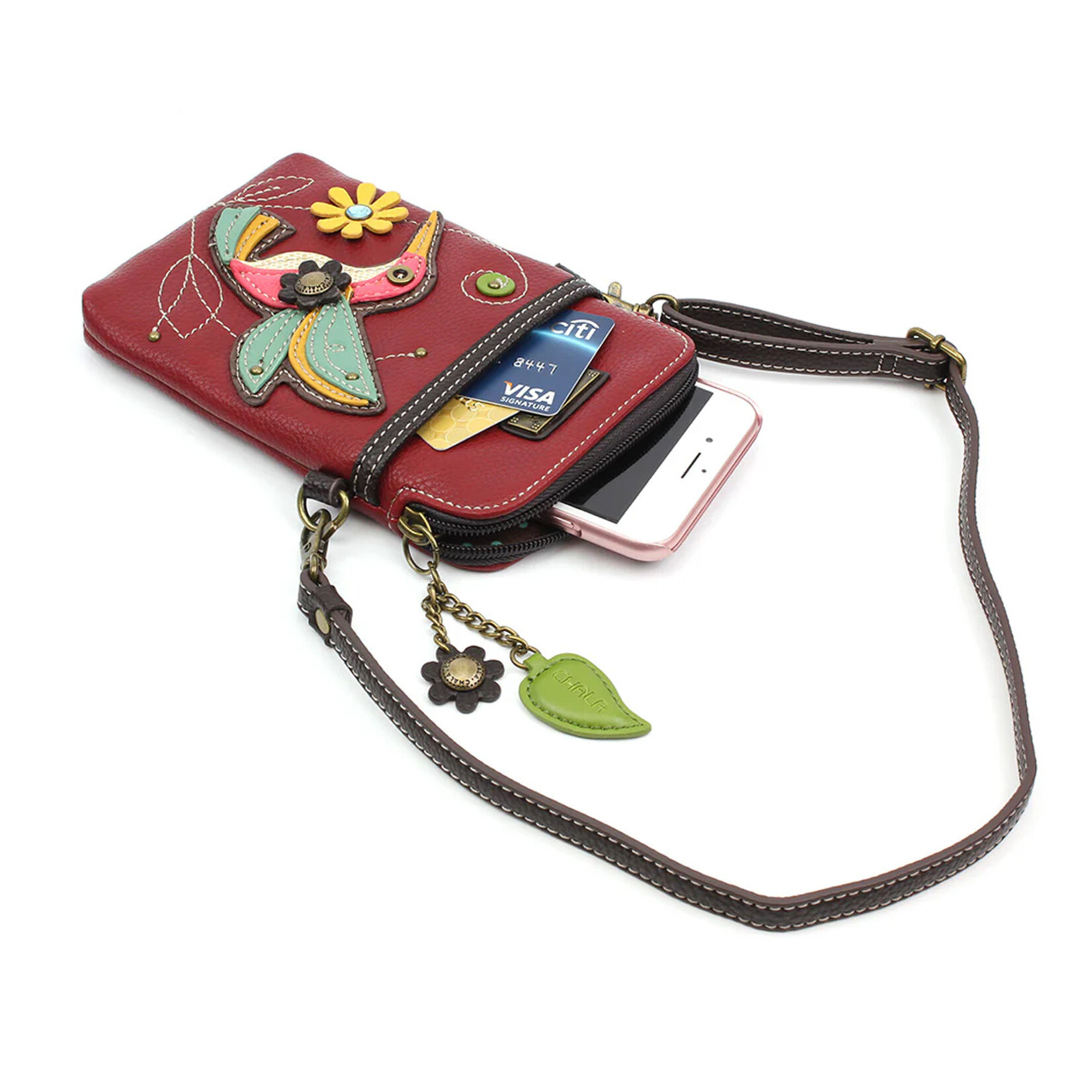 Chala Cellphone Crossbody - Hummingbird - Burgundy